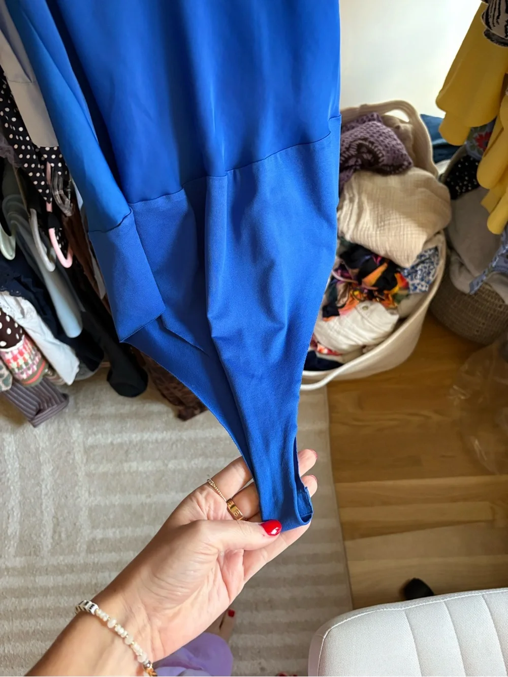 Zara Blue Satin Cowl Neck Bodysuit